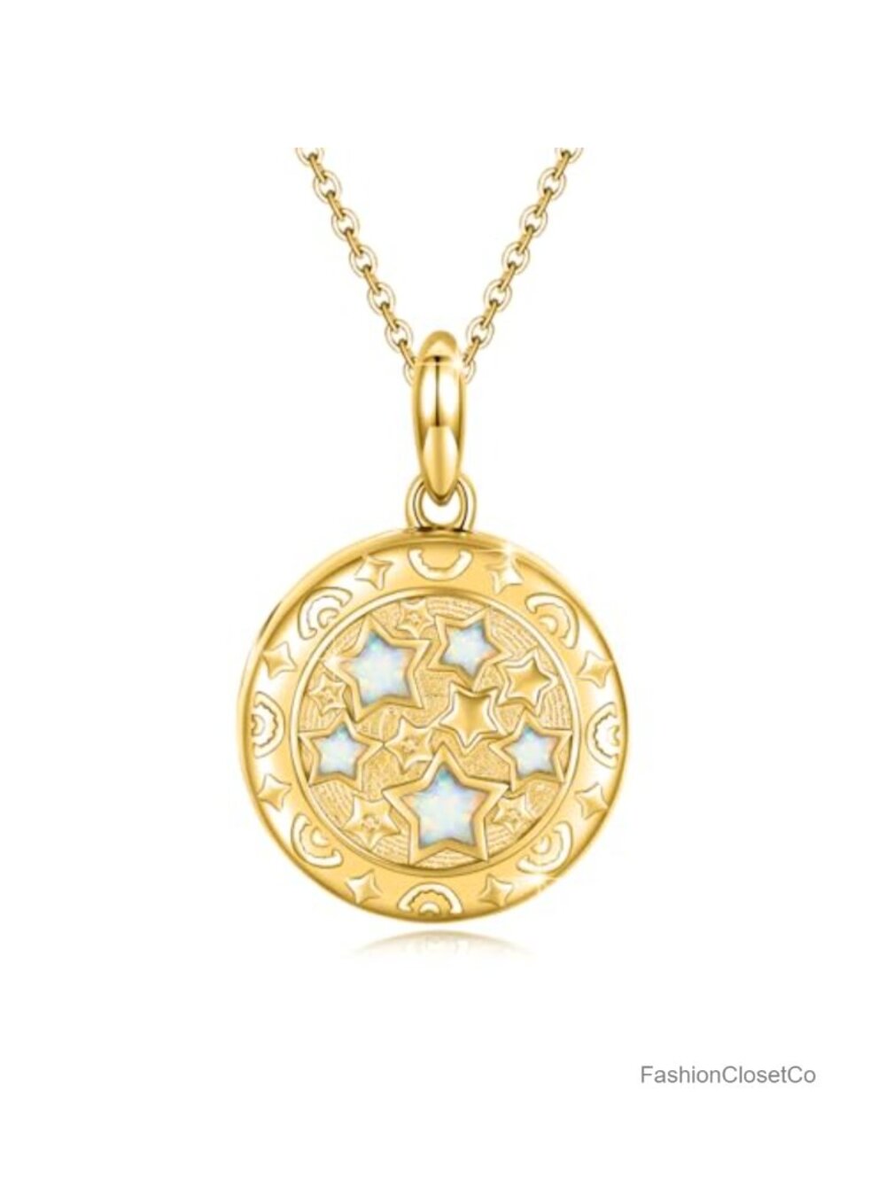 Opal Photo Locket Necklace 925 Sterling Silver Star Shaped Jewelry for Women